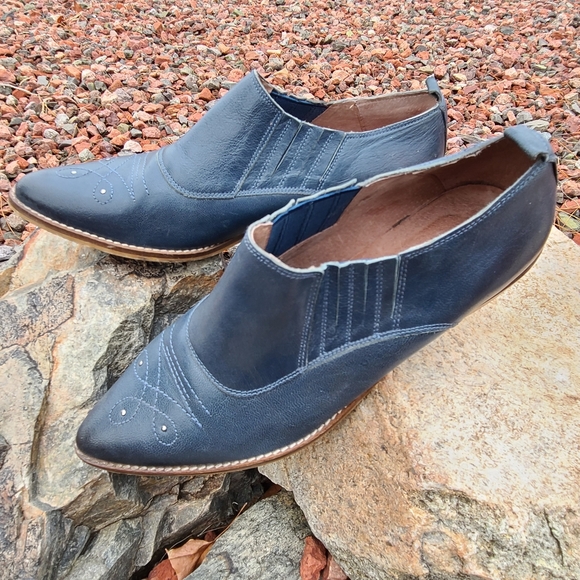 Sixty Seven Anthro Rio Grande Blue Leather Ankle Booties 39 8.5 9 Western Boots - Picture 8 of 15